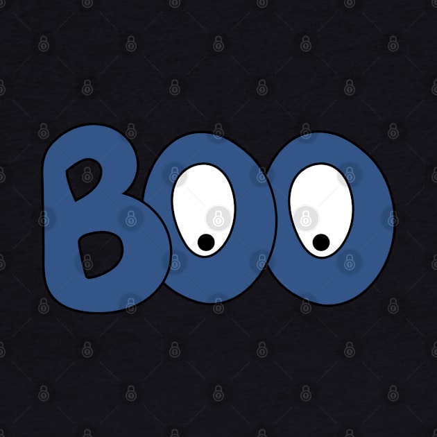 BOO text art blue bubble letters with cartoon eyes by Angel Dawn Design